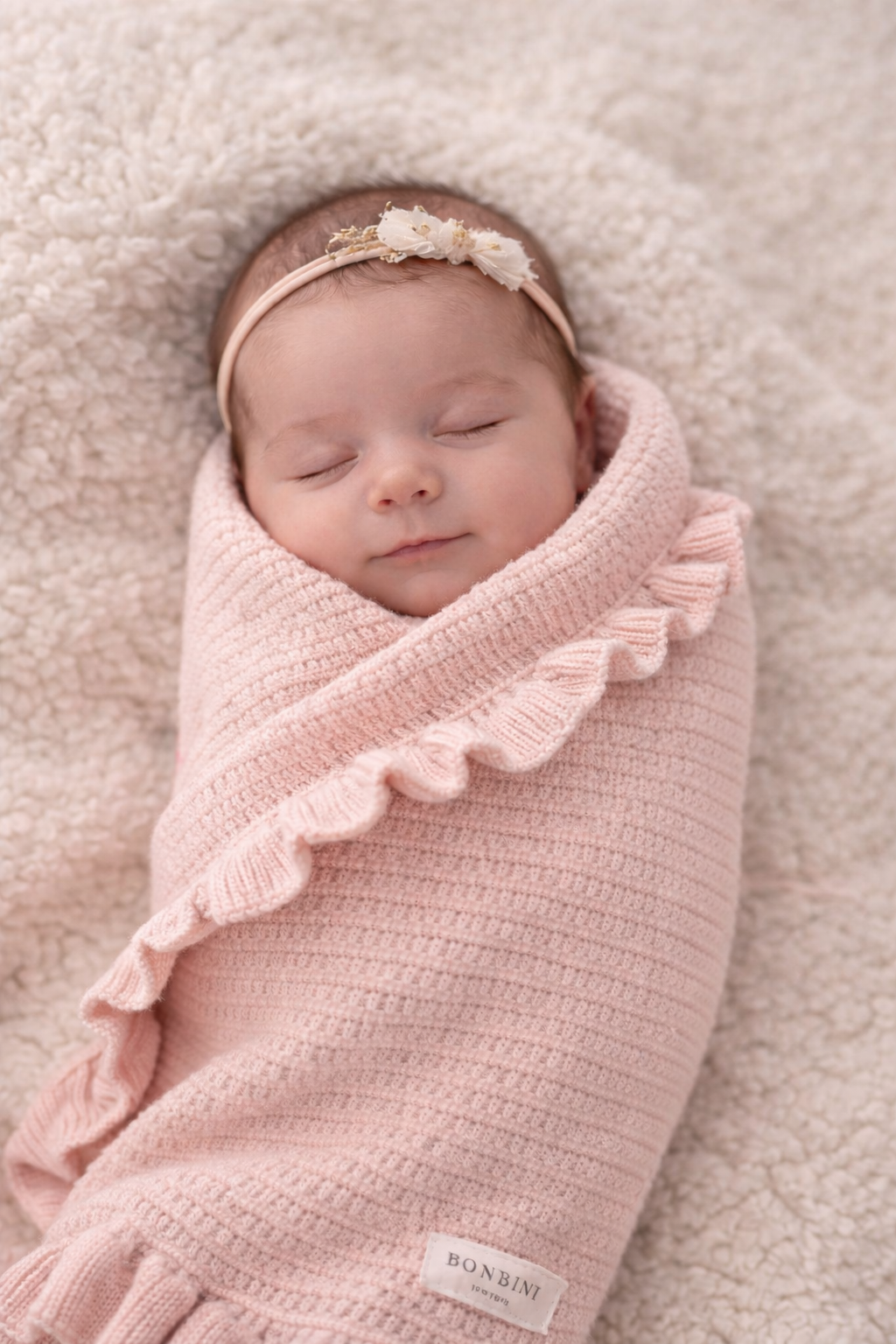 Luxury Pink Knitted Baby Receiving Blanket – Soft Newborn Swaddle